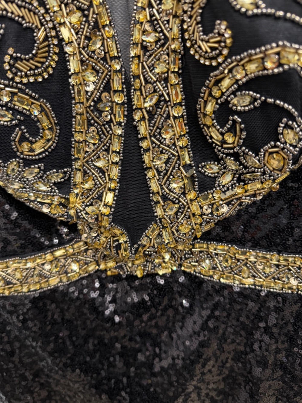NEW Lucci Lu Women’s Black Gold Beaded Sequin Halter Gown Size 16 36295 - Picture 9 of 14